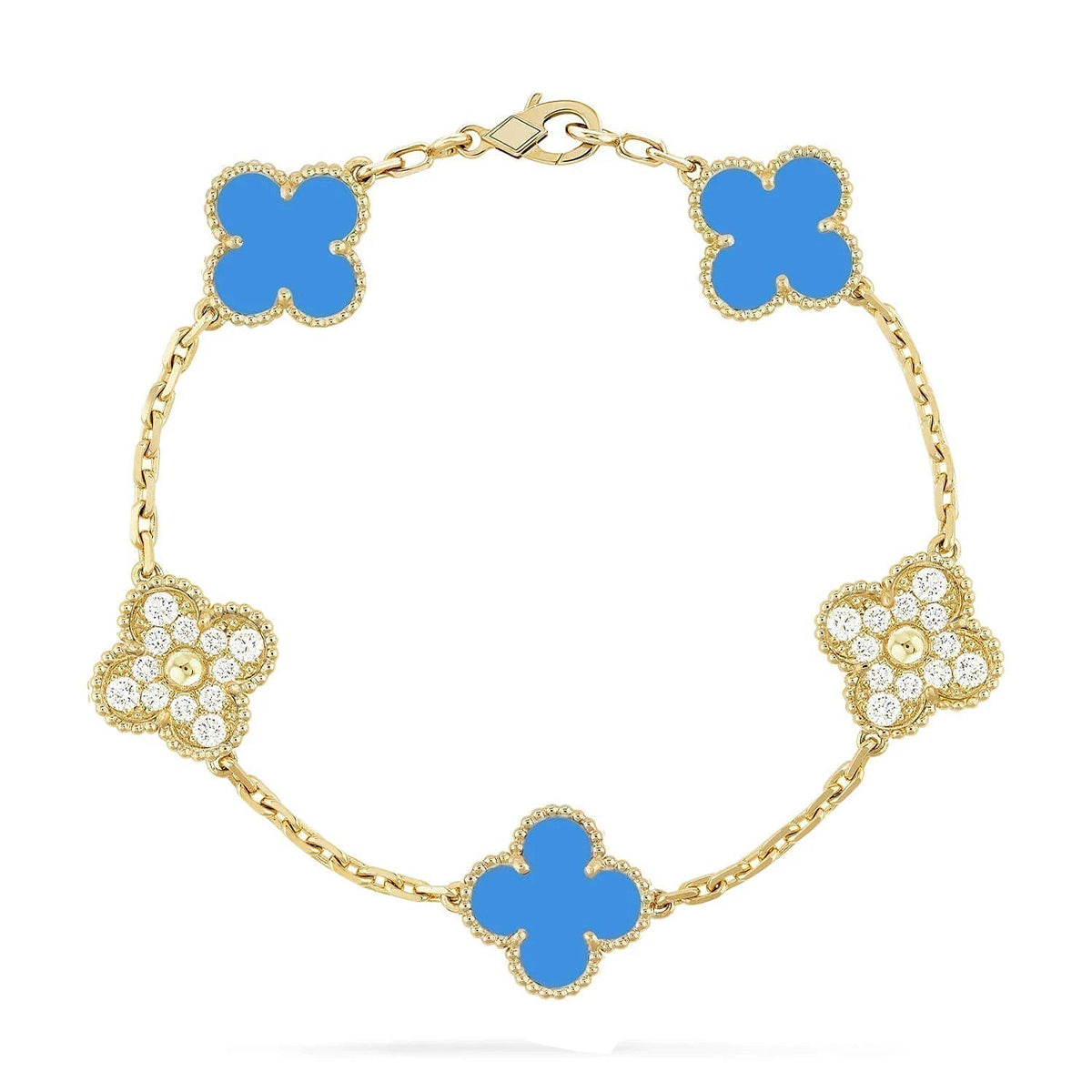 [Mysitc ]New CLOVER 5 MOTIF BLUE AGATE BRACELET COLLECTION
