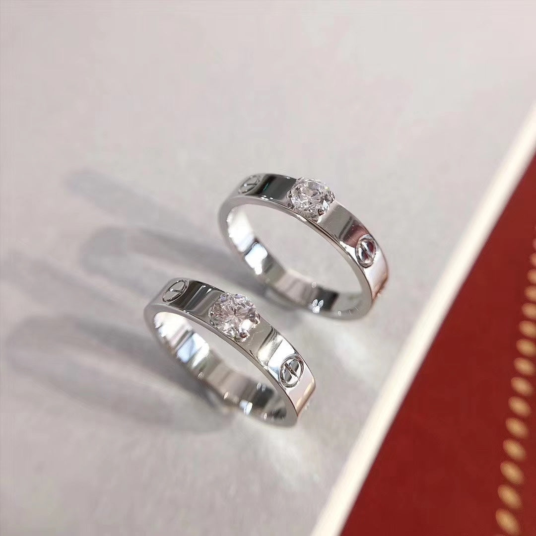神秘的なLOVEリング 3.6MM 1粒ダイヤモンド