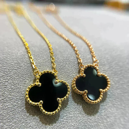 Mystic CLOVER 15MM SCHWARZER ONYX SINGLE FLOWER HALSKETTE