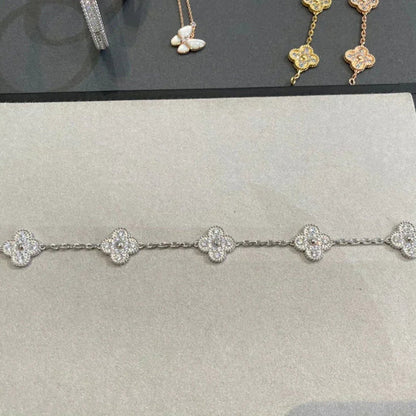 [Mysitc ] New  CLOVER 5 MOTIF FULL DIAMOND BRACELET COLLECTION