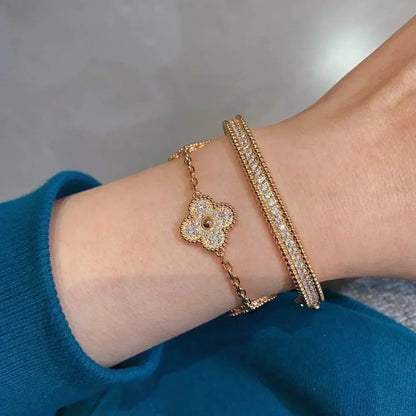 [Mysitc ] New  CLOVER 5 MOTIF FULL DIAMOND BRACELET COLLECTION