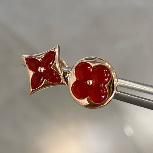 Mysitc STAR AND SUN PINK GOLD CARNELIAN STUD EARRINGS