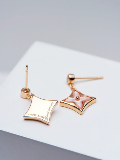 Mystic DOUBLE STAR ROSÉGOLD MOP-TROPFENOHRRINGE