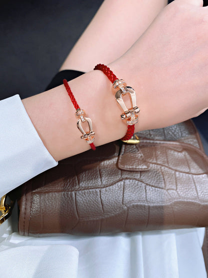 Mytische FORCE 10 HALBER DIAMANT ROSÉGOLD ROTES KORDELBAND GROSSES UND MITTLERES MODELL