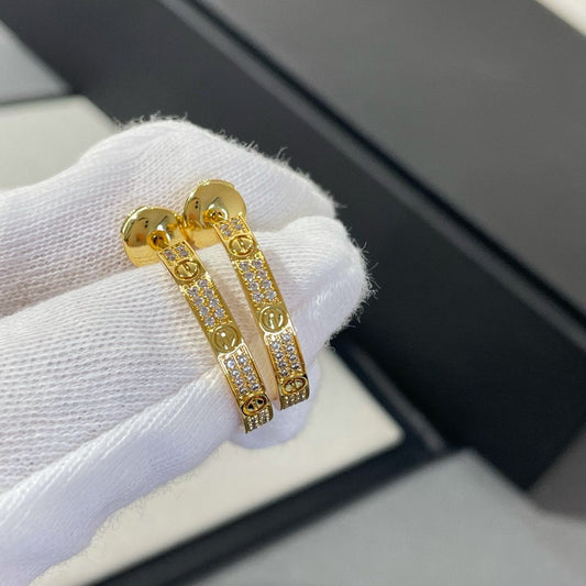 Mysitc LOVE DIAMOND GOLD HOOP EARRINGS
