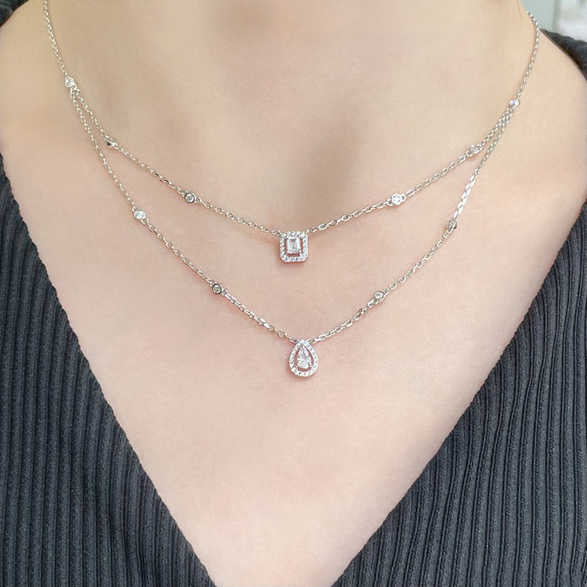 [Mystic ]MY TWIN 2 ROW DIAMOND NECKLACE