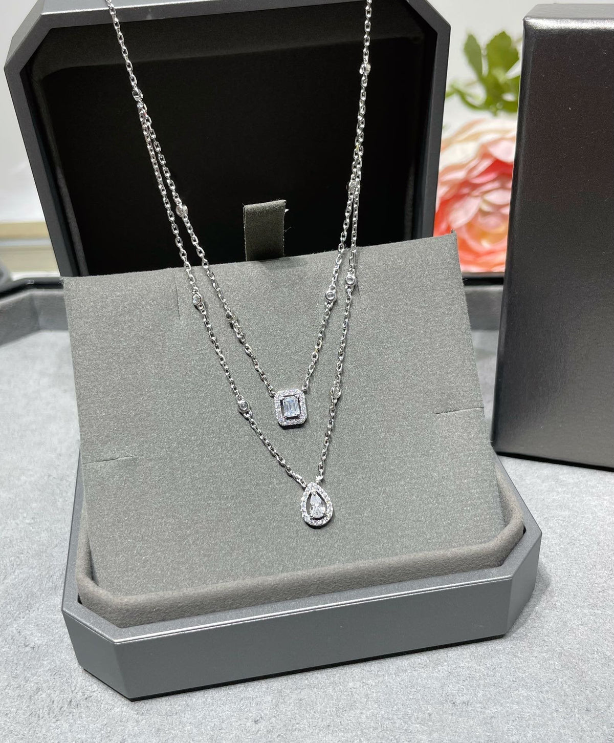 [Mystic ]MY TWIN 2 ROW DIAMOND NECKLACE