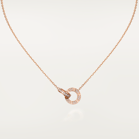 Mysitc LOVE 7.6MM NECKLACE ROSE GOLD AND SILVER  FULL DIAMOND