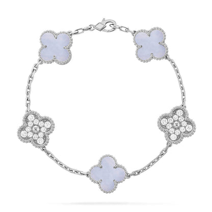 [Mysitc ]New  CLOVER 5 MOTIF PURPLE CHALCEDONY BRACELET COLLECTION