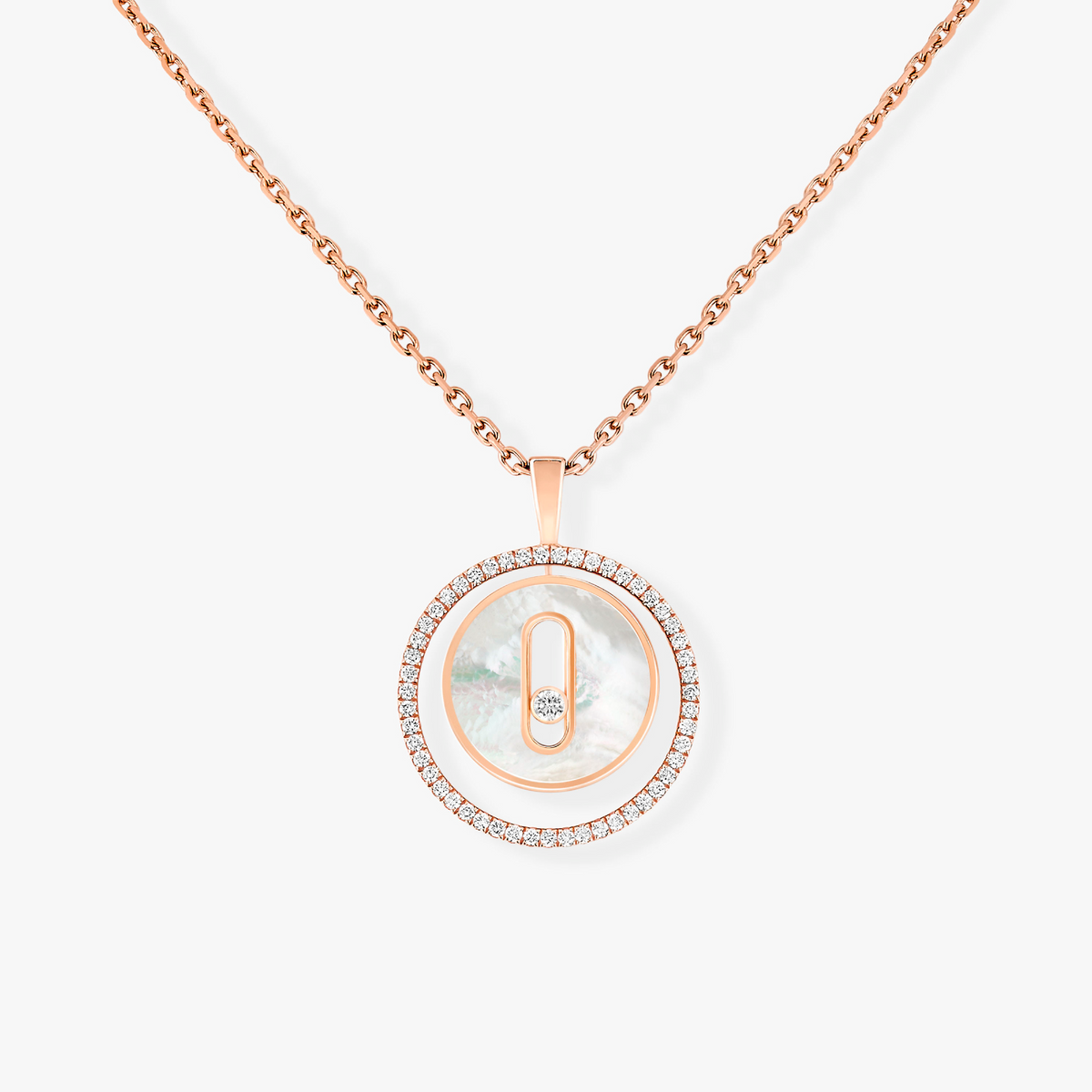 [Mystic ]Mystic  MOVE 1 DIAMOND WHITE MOTHER OF PEARL PINK GOLD DIAMOND NECKLACE
