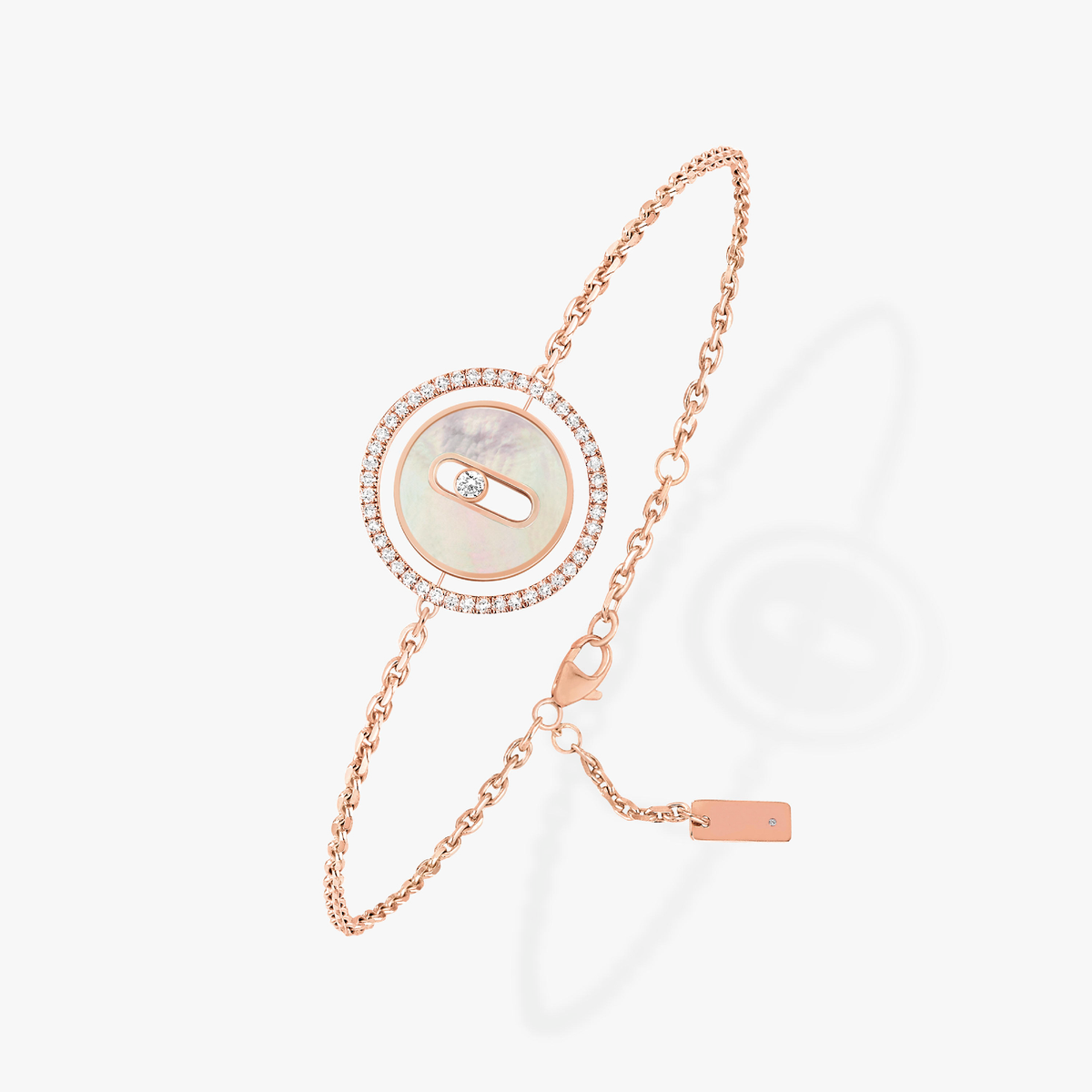 [Mystic ]Mystic  MOVE WHITE MOTHER OF PEARL PINK GOLD DIAMOND BRACELET