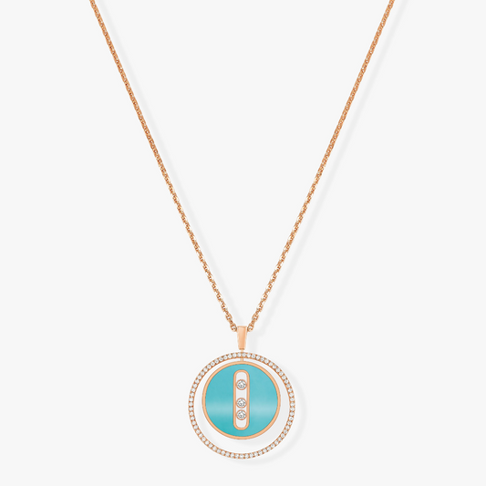[Mystic ]Mystic  MOVE 3 DIAMONDS TURQUOISE PINK GOLD DIAMOND NECKLACE