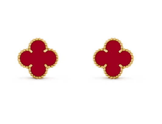 [Mysitc ] CLOVER 20MM RED AGATE EARRINGS