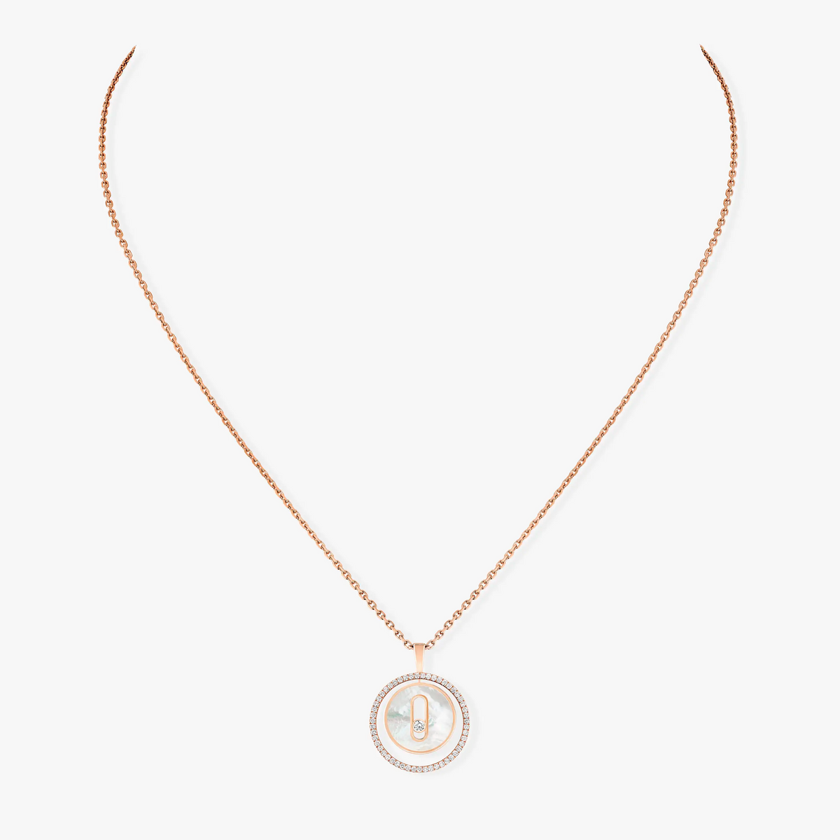 [Mystic ]Mystic  MOVE 1 DIAMOND WHITE MOTHER OF PEARL PINK GOLD DIAMOND NECKLACE