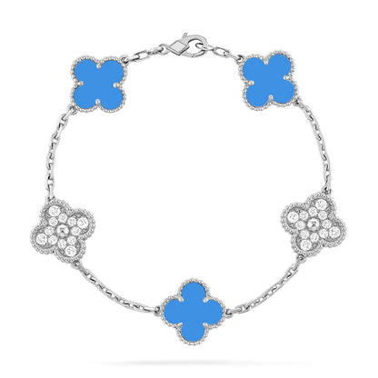[Mysitc ]New CLOVER 5 MOTIF BLUE AGATE BRACELET COLLECTION
