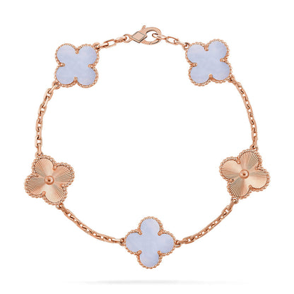 [Mysitc ]New  CLOVER 5 MOTIF PURPLE CHALCEDONY BRACELET COLLECTION