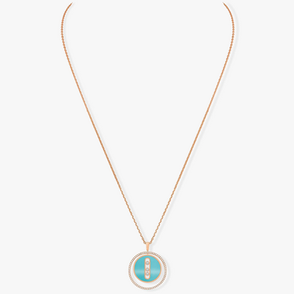 [Mystic ]Mystic  MOVE 3 DIAMONDS TURQUOISE PINK GOLD DIAMOND NECKLACE