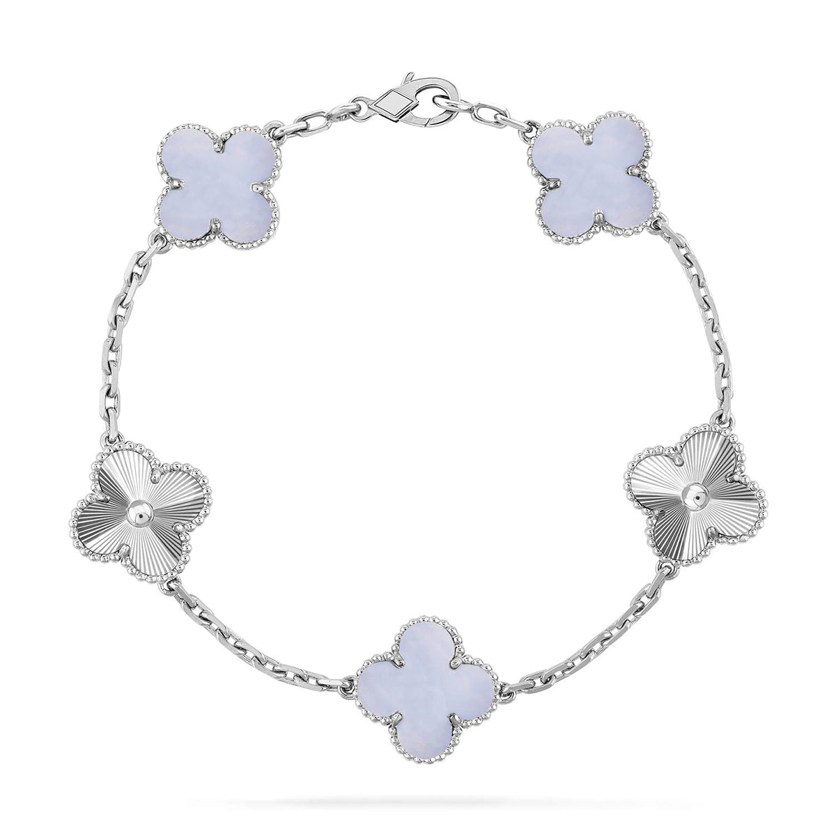 [Mysitc ]New  CLOVER 5 MOTIF PURPLE CHALCEDONY BRACELET COLLECTION