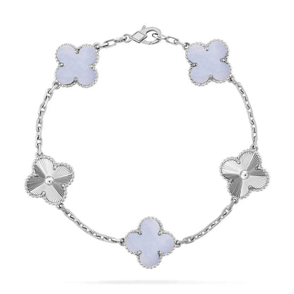 [Mysitc ]New  CLOVER 5 MOTIF PURPLE CHALCEDONY BRACELET COLLECTION