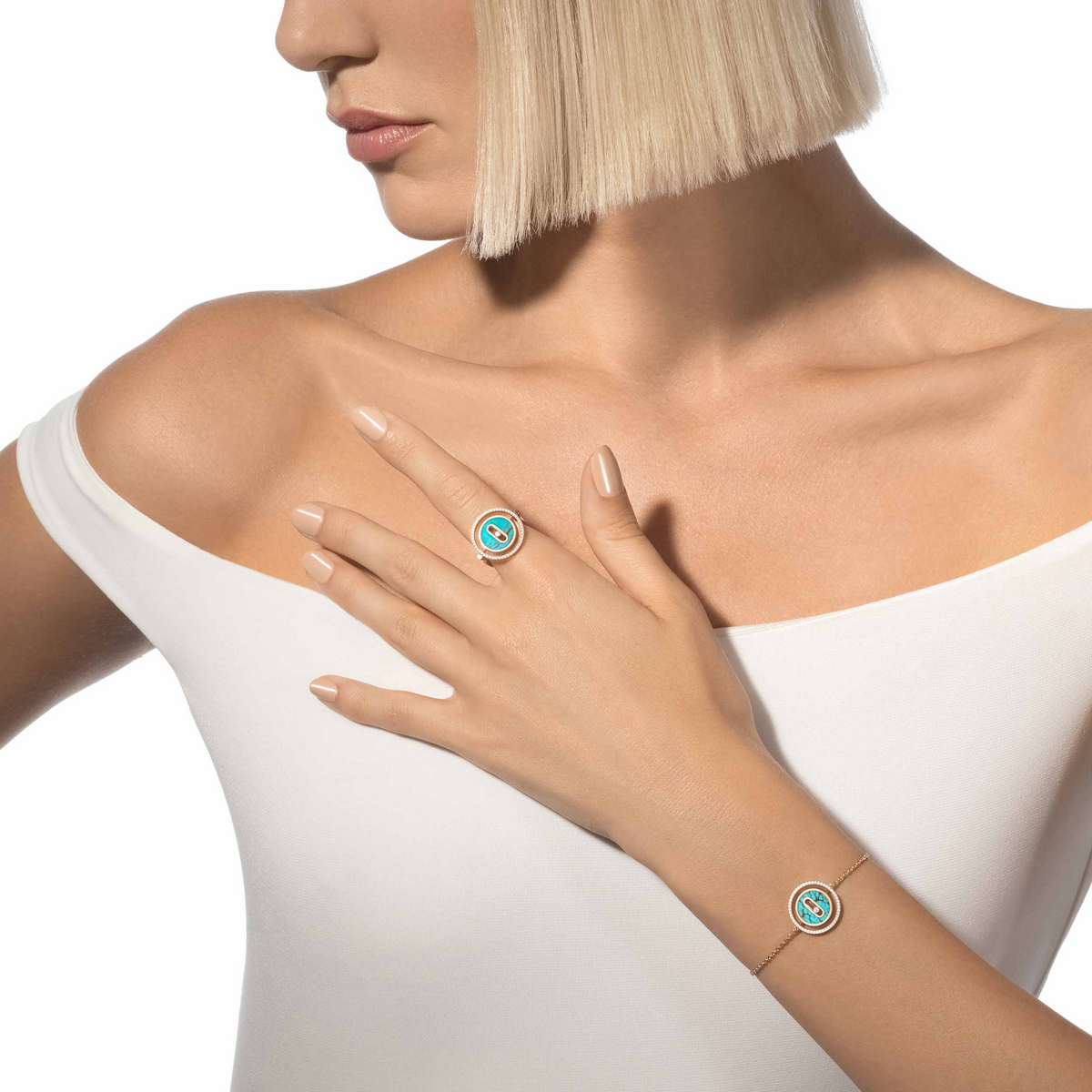 [Mystic ]Mystic  MOVE TURQUOISE PINK GOLD DIAMOND BRACELET
