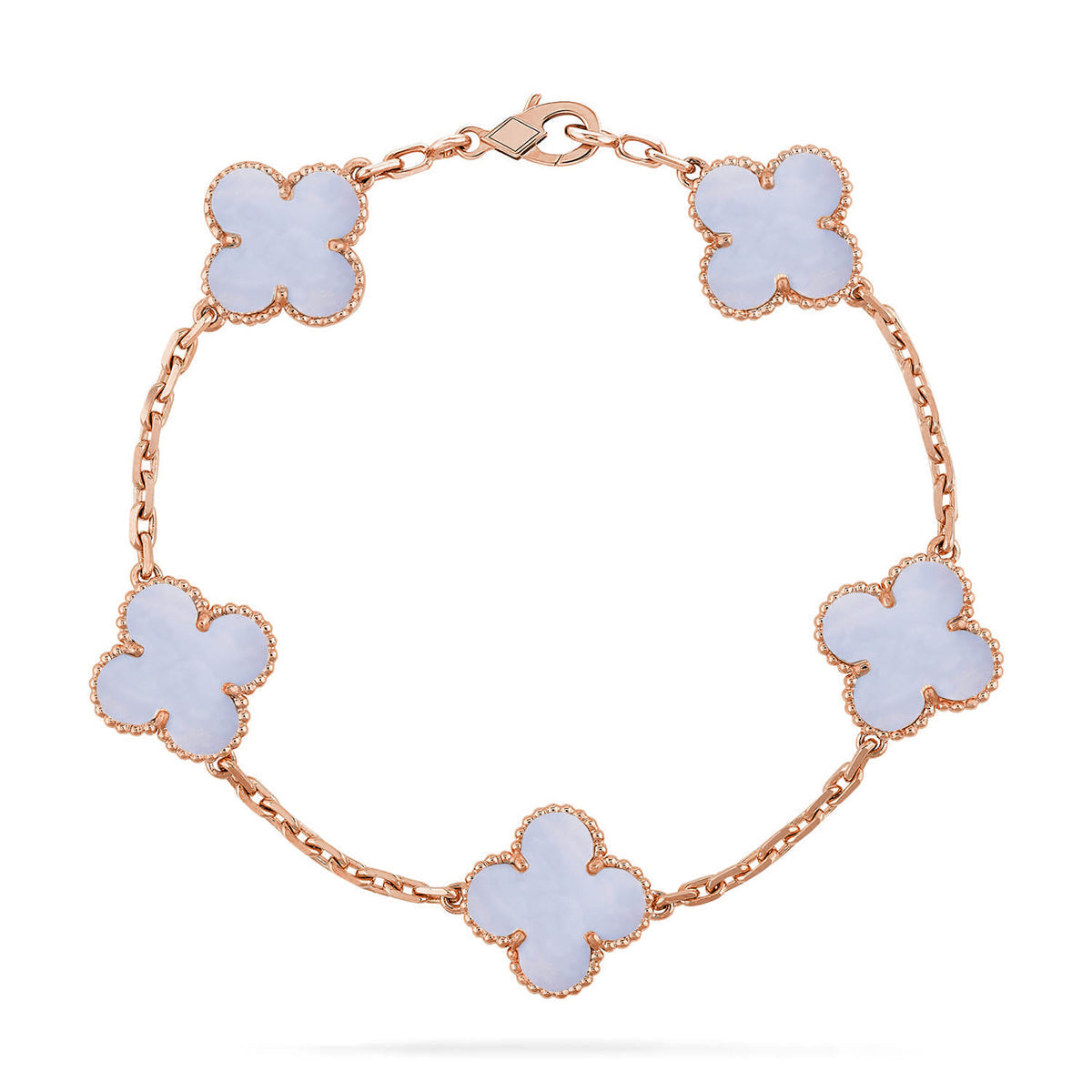 [Mysitc ]New  CLOVER 5 MOTIF PURPLE CHALCEDONY BRACELET COLLECTION