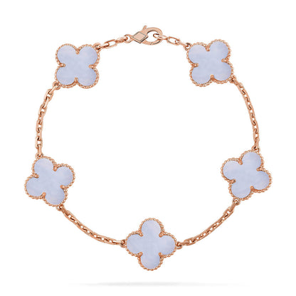 [Mysitc ]New  CLOVER 5 MOTIF PURPLE CHALCEDONY BRACELET COLLECTION