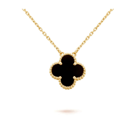 Mysitc CLOVER 15MM ブラックオニキス シングル フラワー ネックレス