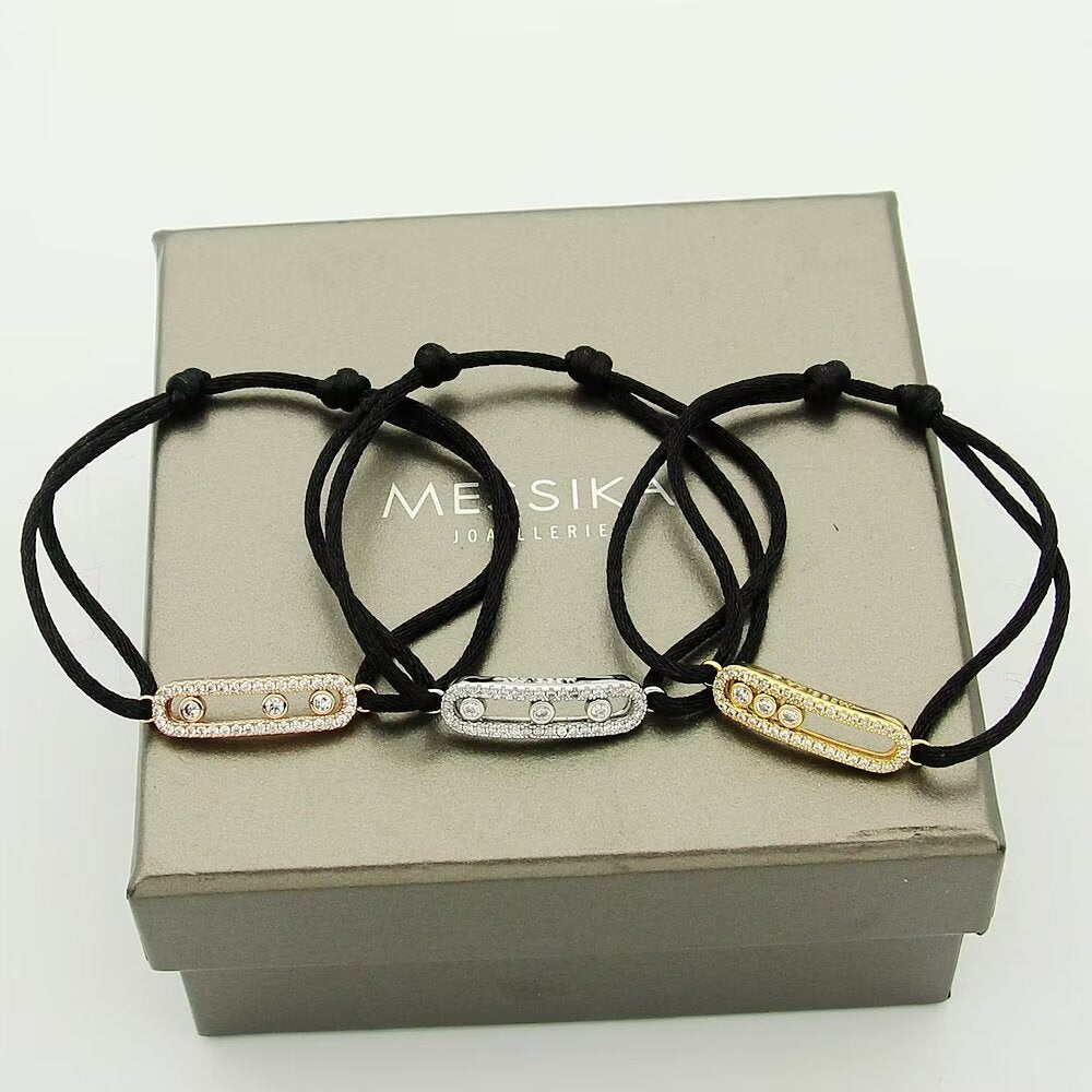[Mystic ]Messika Care(s) pink cord pavé bracelet