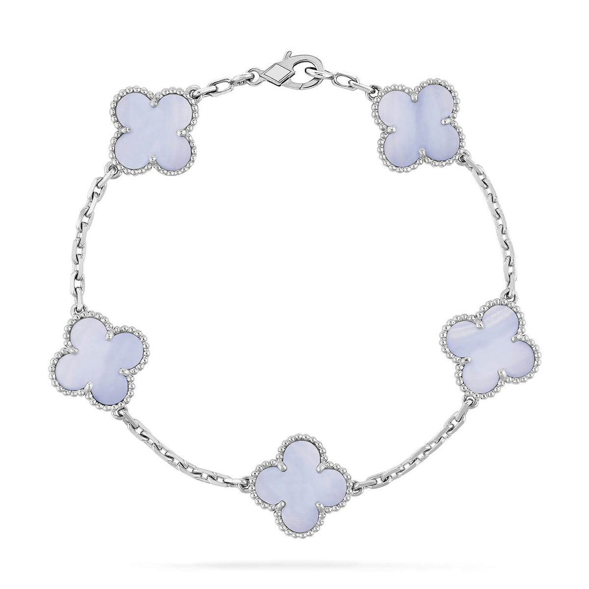 [Mysitc ]New  CLOVER 5 MOTIF PURPLE CHALCEDONY BRACELET COLLECTION