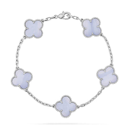 [Mysitc ]New  CLOVER 5 MOTIF PURPLE CHALCEDONY BRACELET COLLECTION