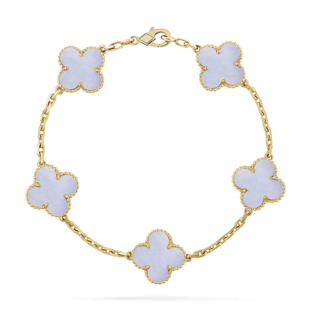 [Mysitc ]New  CLOVER 5 MOTIF PURPLE CHALCEDONY BRACELET COLLECTION