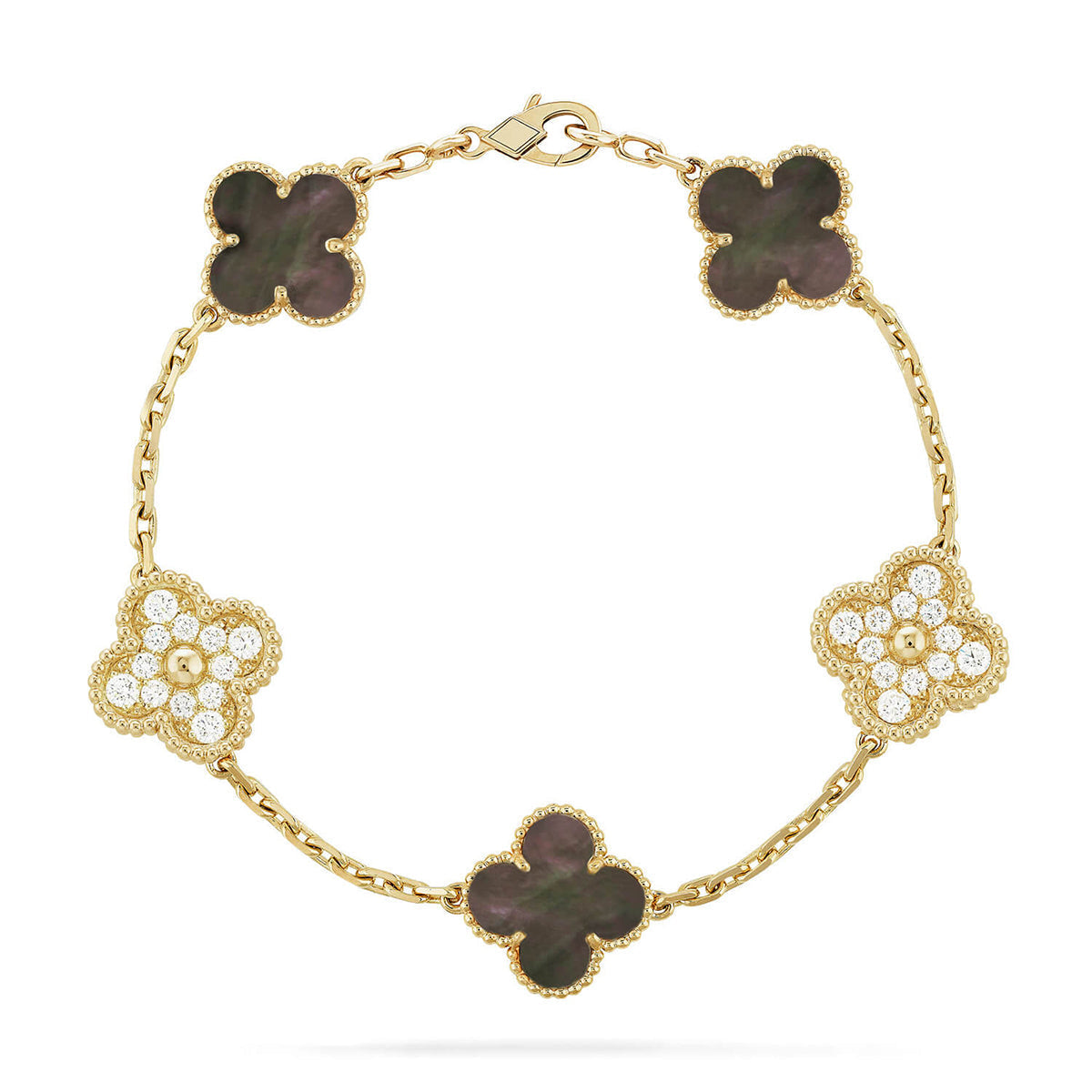 [Mysitc ]Neue CLOVER 5 MOTIV GRAUES PERLMUTT-ARMBAND KOLLEKTION