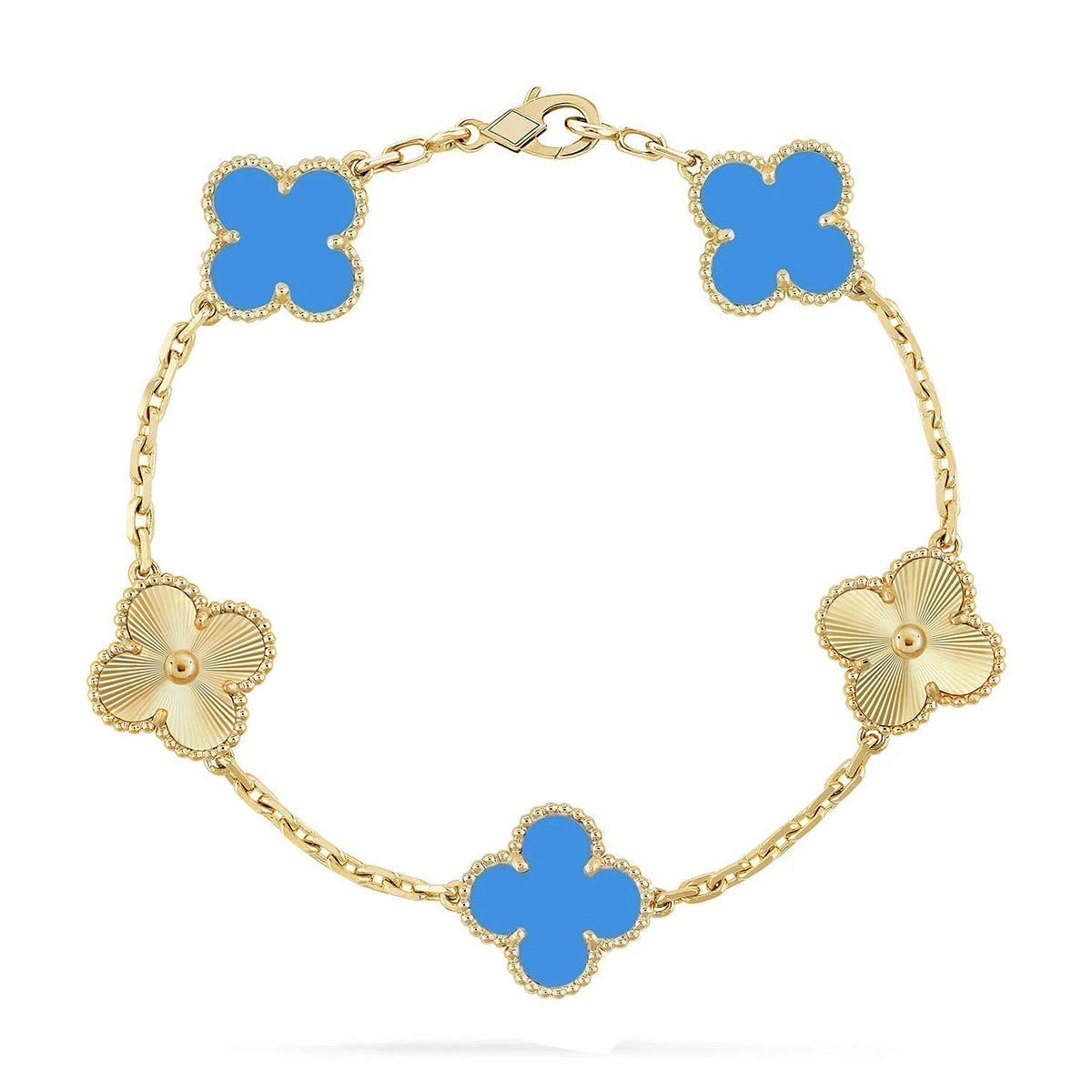 [Mysitc ]New CLOVER 5 MOTIF BLUE AGATE BRACELET COLLECTION