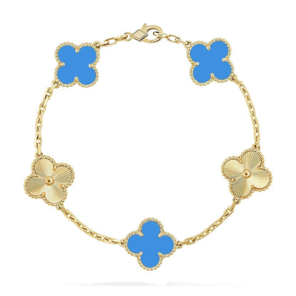 [Mysitc ]New CLOVER 5 MOTIF BLUE AGATE BRACELET COLLECTION