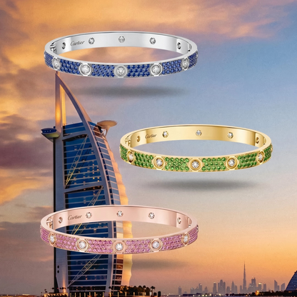 [Mysitc ] 2026 PAVE GEMSTONE LOVE BRACELET 6.1MM 10 DIAMONDS