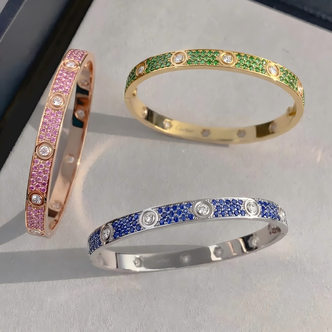 [Mysitc ] 2026 PAVE GEMSTONE LOVE BRACELET 6.1MM 10 DIAMONDS