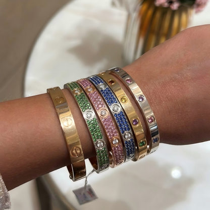 [Mysitc ] 2026 PAVE GEMSTONE LOVE BRACELET 6.1MM 10 DIAMONDS