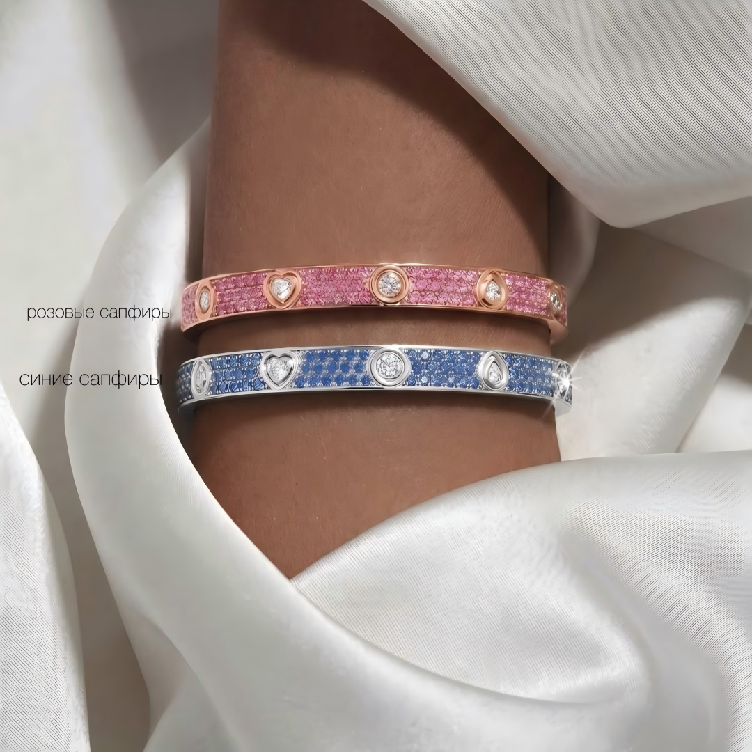 [Mysitc ] 2026 PAVE GEMSTONE LOVE BRACELET 6.1MM 10 DIAMONDS