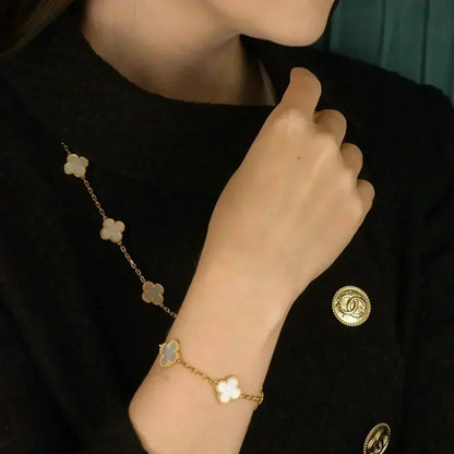 [Mysitc ]Neue CLOVER WHITE PEARL MOP 5 MOTIV ARMBAND KOLLEKTION