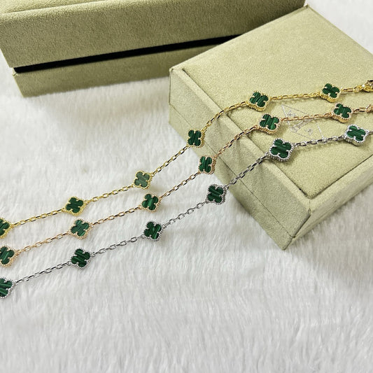 [Mysitc ]CLOVER 6 MOTIF MALACHITE BRACELET