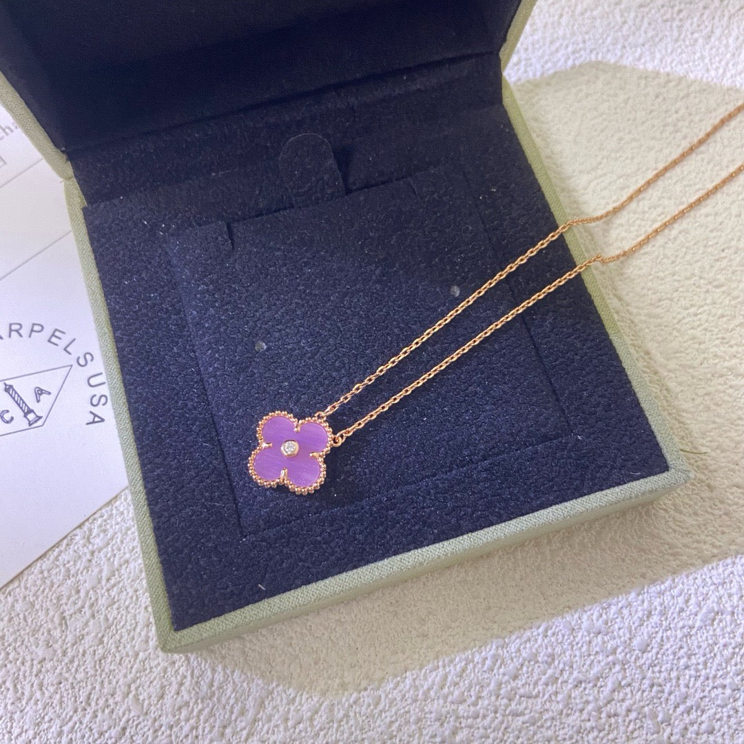 Mystic CLOVER 15MM DIAMANT LILA VIOLETT HALSKETTE