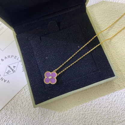 Mystic CLOVER 15MM DIAMANT LILA VIOLETT HALSKETTE