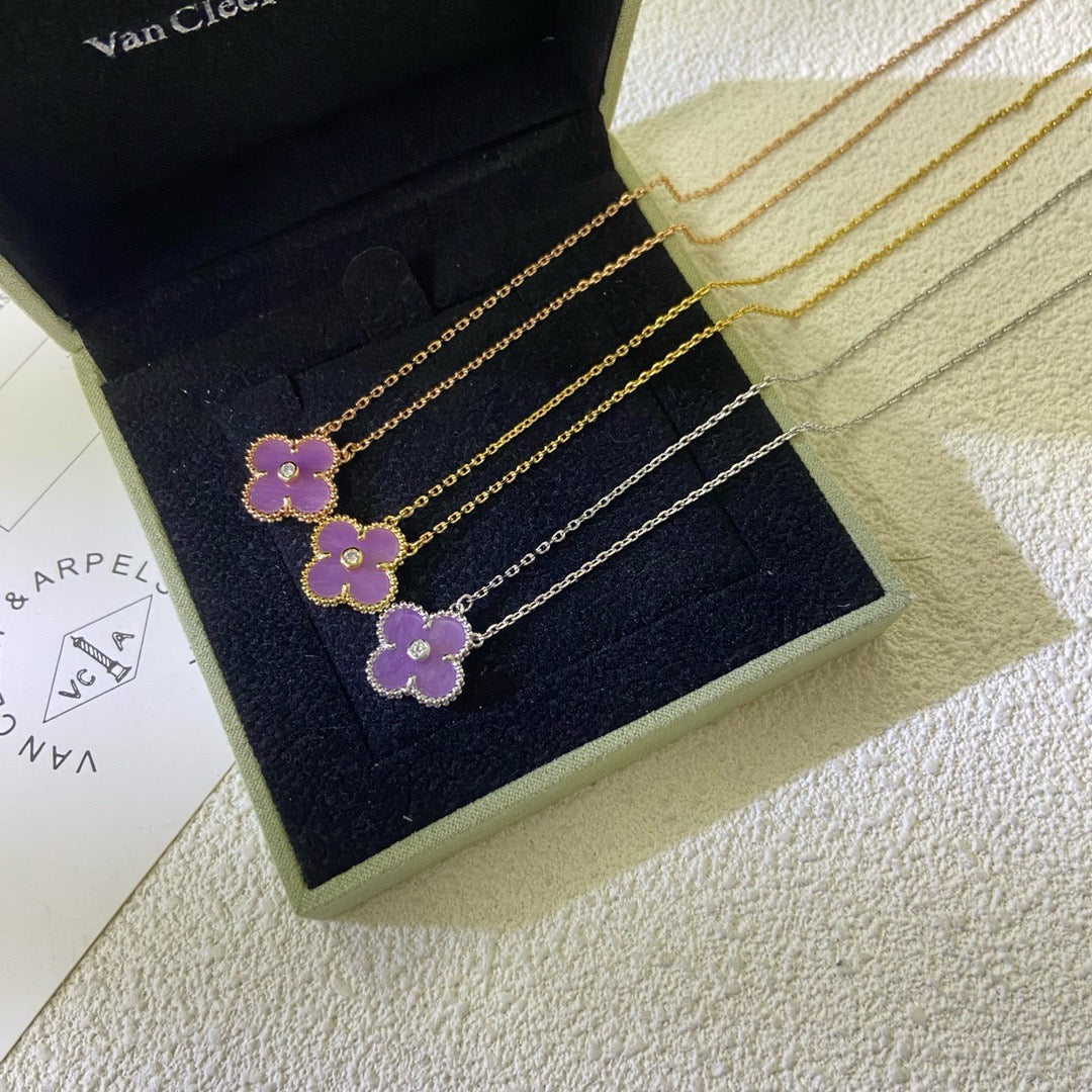 Mystic CLOVER 15MM DIAMANT LILA VIOLETT HALSKETTE