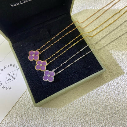 Mystic CLOVER 15MM DIAMANT LILA VIOLETT HALSKETTE