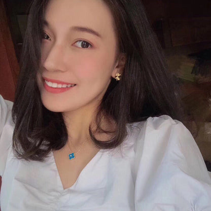 ミスティック クローバー 15MM ダイヤモンド＆ブルーアゲート ネックレス