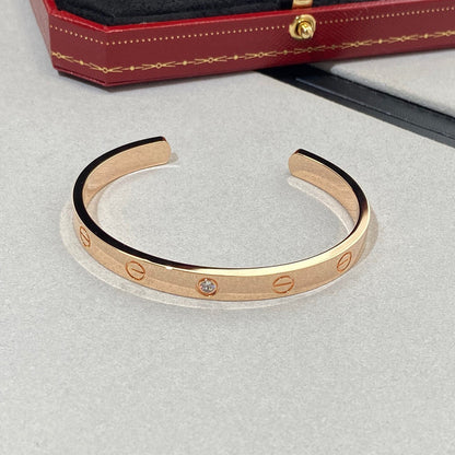 Mysitc LOVE BRACELET 6.1MM 1 DIAMOND OPEN CUFF