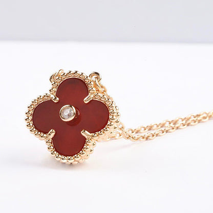 Mystic CLOVER 15MM ダイヤモンド カーネリアン ネックレス