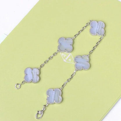 [Mysitc ]New  CLOVER 5 MOTIF PURPLE CHALCEDONY BRACELET COLLECTION