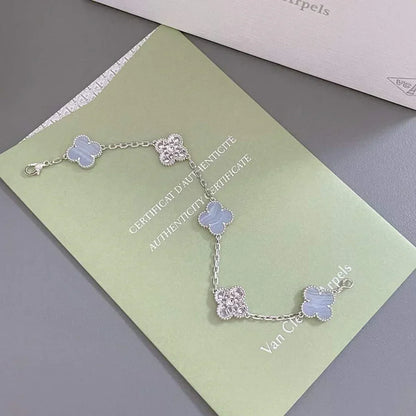 [Mysitc ]New  CLOVER 5 MOTIF PURPLE CHALCEDONY BRACELET COLLECTION