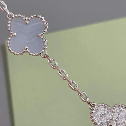 [Mysitc ]New  CLOVER 5 MOTIF PURPLE CHALCEDONY BRACELET COLLECTION